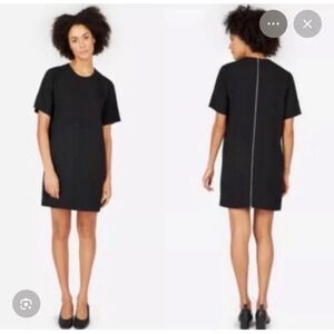 EVERLANE Black Sleeveless Midi Dress Gold Zipper Triacetate Women's Size 4
